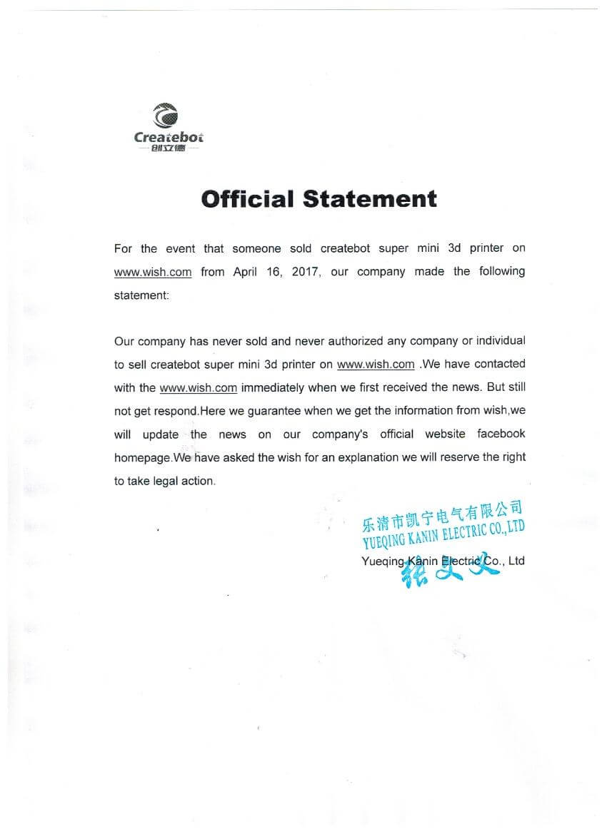 Official Statement For The Event From Wish